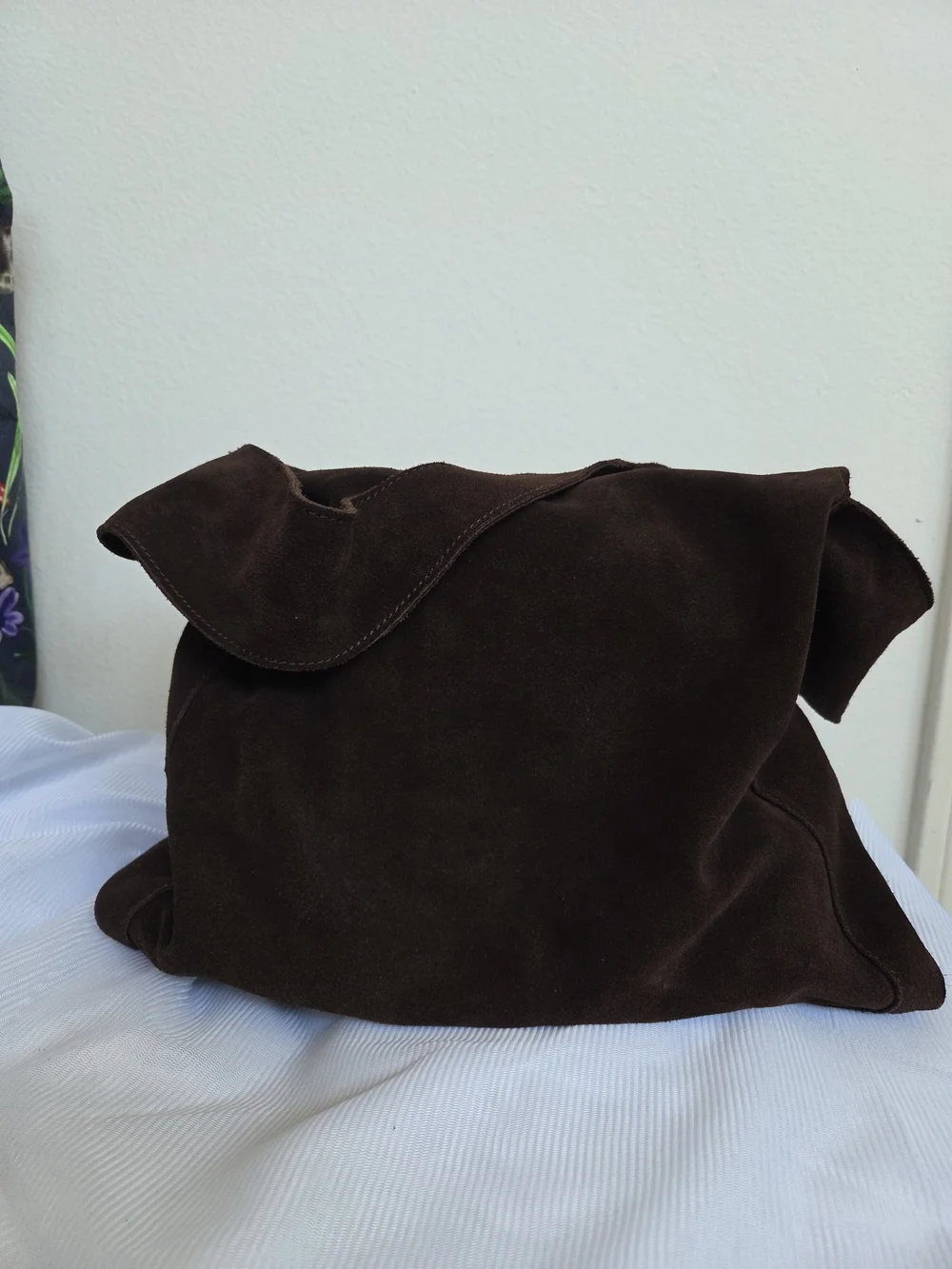 Chocolate Brown Suede Shoulder Bag